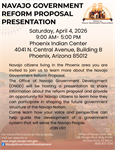 Phoenix Navajo Community Forum, Phoenix, AZ, Saturday, April 4, 2026, 9:00 AM