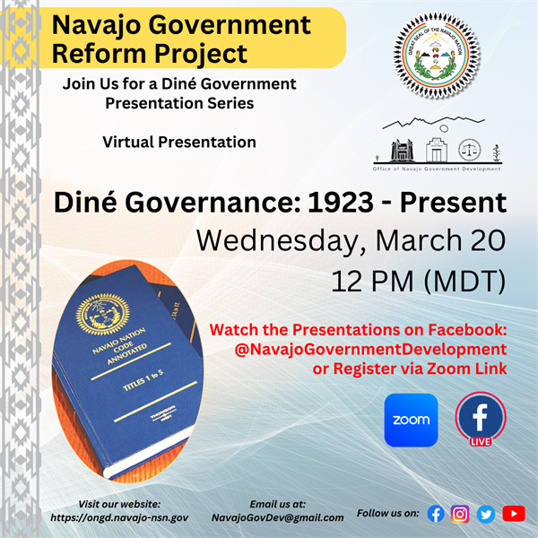 Diné Governance: 1923 - Present (Virtual Presentation)